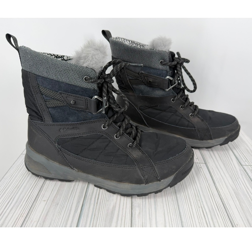 Columbia Meadows Shorty Omni-Heat Black Waterproof Winter Snow Boots‎ Women's 9